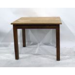 Wood circular top occasional table with moulded edge, on square support with splayed legs,