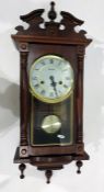 Victorian style mahogany mantel clock with enamel dial, the lincoln, 31 day striking movement,