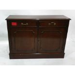 20th century mahogany sideboard with two drawers above two cupboard doors, to bracket feet, 106cm
