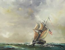 Dion Pears (1929-1985) Oil on canvas Sailing galleon at sea, signed lower left, 71cm x 91cm