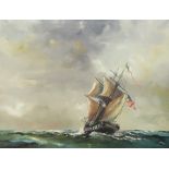 Dion Pears (1929-1985) Oil on canvas Sailing galleon at sea, signed lower left, 71cm x 91cm