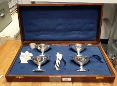 Set of four George III silver salts by Thomas Watson & Co, Sheffield 1815, of octagonal boat-shape