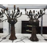 Pair large metal table lamps formed as trees (2) (VAT payable on hammer)
