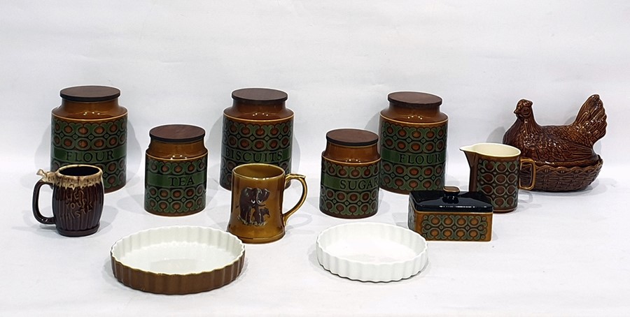 Quantity of Hornsea 'Bronte' pottery canisters together with milk jug, butter dish and further brown