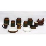 Quantity of Hornsea 'Bronte' pottery canisters together with milk jug, butter dish and further brown