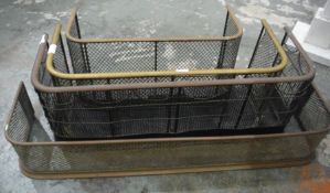 Four assorted wire fire guards