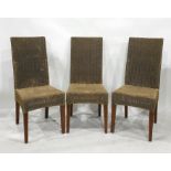 Set of 14 Lloyd loom Eastwood design dining chairs, with tall backs on square tapering legs (VAT