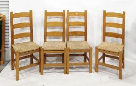 Set of four 20th century oak ladderback chairs with drop-in seats (4)