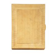 9ct gold cigarette case, London 1958 of hinged rectangular form with engine-turned decoration,