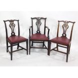 Four early 20th century mahogany dining chairs (3+1) in the Georgian style with pierced and shaped