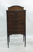 19th century mahogany six-drawer music cabinet on square section tapering supports, 53cm x 113.5cm