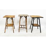 Three bamboo framed side tables, two with under-tiers (3)