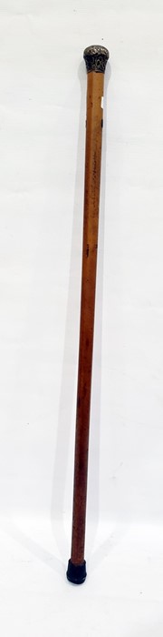 Bamboo cane with decorative silver coloured metal handle