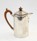 George III silver coffee pot of plain tapered design with egg and dart border decoration to the lid,