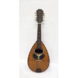 A dome back mandolin, inlaid with butterfly and mother o' pearl decoration