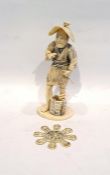 19th century Chinese ivory okimono as a fisherman collecting molluscs, signed to base, a 19th
