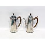 Matching silver coffee pot and hot water jug by Walker & Hall, London 1936, of plain conical form