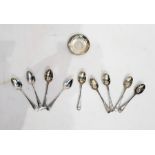 Set of six Victorian silver bead-pattern teaspoons by Charles Boyton, London 1876, a Hong Kong white