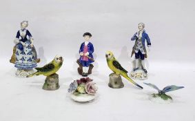 Quantity of decorative china to include Royal Belvedere Austrian china models of canaries, Royal