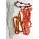 Hardstone necklace and bracelet, a coral necklace, a glass necklace and others (1 box)