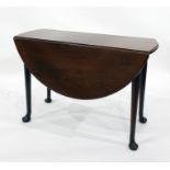 19th century mahogany drop-leaf table on turned supports to pad feet, 83.5cm