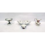 Quantity of decorative German porcelain, flower printed, to include pierced basket, pedestal