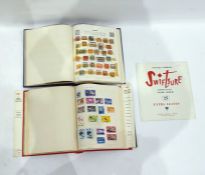 Two stamp albums, the Swift Shore Albums, Stanley Gibbons and extra leaves for a loose leaf stamp