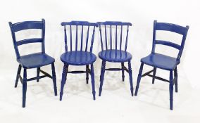 Six assorted blue painted dining chairs (6)