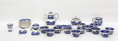 Quantity of Copeland 'Spode's Tower' pattern blue and white teaware including 12 large cups and