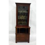 Edwardian mahogany display cabinet, the astragal glazed door enclosing three shelves, with a further