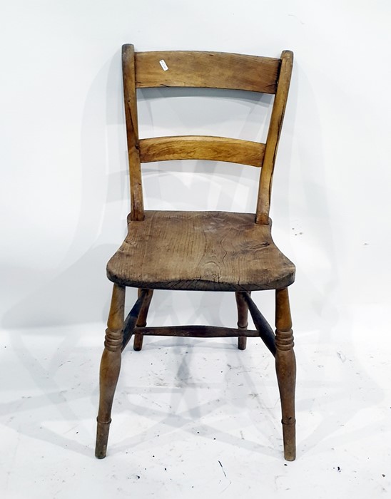 Elm seated bar-back dining chair on turned supports