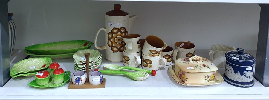 Quantity of decorative china to include Beswick leaf moulded ware, Poole pottery cruet, Pallissy