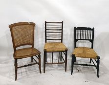 Mahogany ladderback dining chair with rush seat, the whole in the Arts & Crafts manner, an early