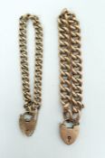 Two 9ct gold curb-link bracelets, both with padlock clasps, approx total weight 29.3g