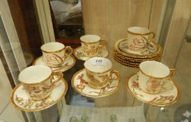 Set of six Royal Worcester cups, saucers and tea plates (one cup has a chip on the rim)