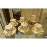 Set of six Royal Worcester cups, saucers and tea plates (one cup has a chip on the rim)