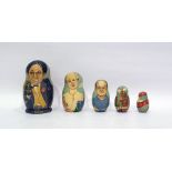 Five-tier Russian Matryoshka doll to celebrate Moscow January 7th - 10th 2000, featuring Russian