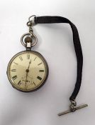 Silver open-faced pocket watch, the enamel dial with subsidiary seconds dial