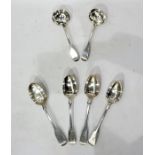 Pair of Victorian silver fiddle pattern sauce ladles by Chauner & Co, London 1857, a pair of William