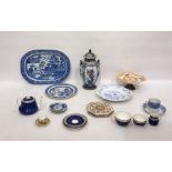 Quantity of ceramics to include Willow pattern pottery meat dish, Victorian teapot stand, set of