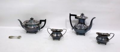 Four-piece Viners Alpha plate tea set and sugar nips