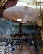 20th century mahogany centre table with circular top with moulded edge, on graduated bobbin supports