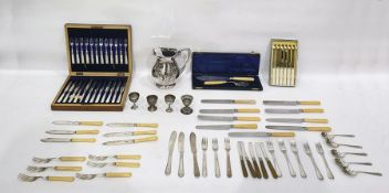 Quantity of silver plated flatware to include fish servers, fish knives and forks, Old English
