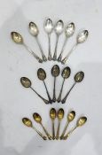 Set of six silver gilt coffee spoons by Mappin & Webb, Sheffield 1964 in the 'Dubarry' pattern and