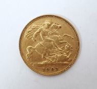 Gold half sovereign dated 1903