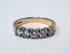 18ct gold five-stone diamond ring set with brilliant cut diamonds, finger size N1/2