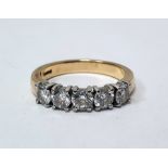 18ct gold five-stone diamond ring set with brilliant cut diamonds, finger size N1/2