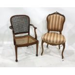 Walnut-framed bedroom chair with overstuffed upholstered seat and back, the whole in the French