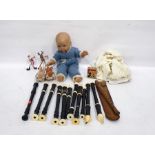 Box of assorted children's toys to include a plastic and soft bodied doll, 50cm, various dolls