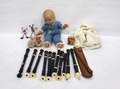 Box of assorted children's toys to include a plastic and soft bodied doll, 50cm, various dolls